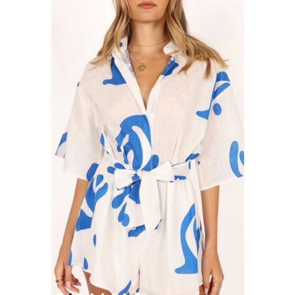 Petal & Pup KELLIE ROMPER - WHITE/BLUE Nwot Size XL - Picture 8 of 8